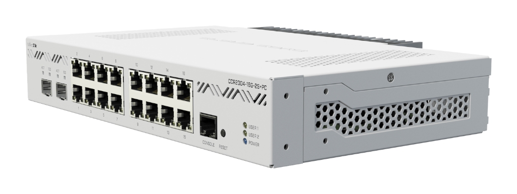CCR2004-16G-2S+PC-Mikrotik CCR2004-16G-2S+PC - Sessiz 16× Gigabit + 2× 10G SFP+ Firewall Router