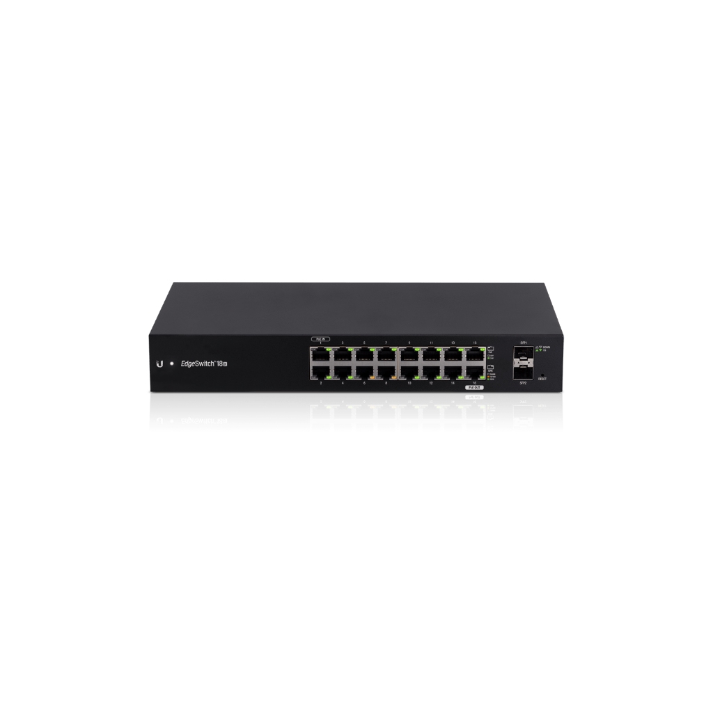 ES-18X-Ubiquiti Networks EdgeSwitch 18X (ES-18X) – 16 Gigabit RJ45, 2 SFP Port, Fanless and Affordable WISP Switch